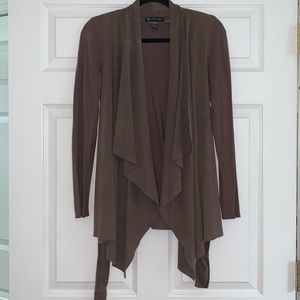 INC Cardigan Suede and Knit - Size SMALL Color Taupe